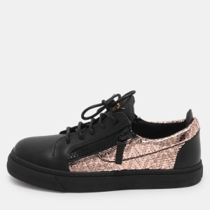 Giuseppe Zanotti Gail Size 38 Black/Rose Gold Leather Low Top Sneakers, Athletic Shoes & Sneakers - Luxury Closet