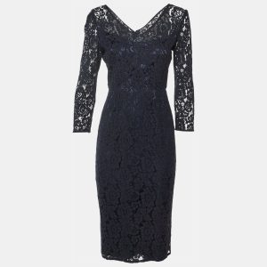 Goat Navy Blue Floral Lace Sheath Dress S, Dresses - Luxury Closet
