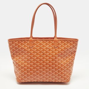 Goyard Saint Louis PM Orange Goyardine Coated Canvas and Leather Tote, Tote Handbags - Luxury Closet