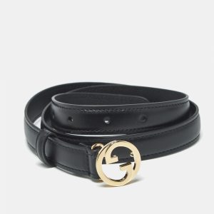 Gucci Black Leather Blondie Slim Belt 75 CM, Belt Buckles - Luxury Closet