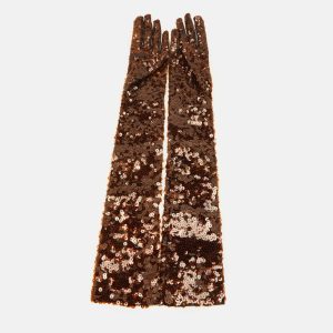 Gucci Brown Eveline Sequined Gloves S/7, Luggage Accessories - Luxury Closet