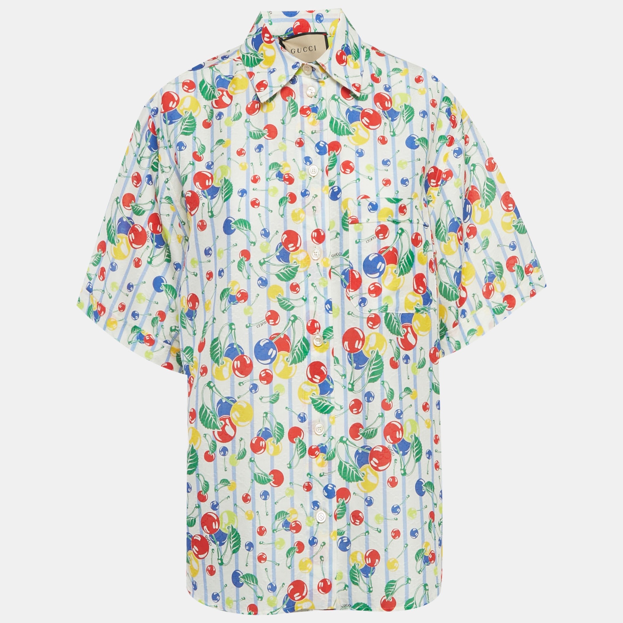 Gucci White Cherries Printed Cotton Oversized Shirt M, Shirts & Tops - Luxury Closet