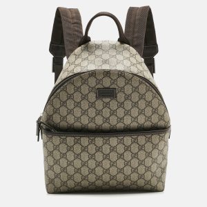 Gucci Beige/Brown GG Supreme Canvas and Leather Backpack, Backpacks - Luxury Closet