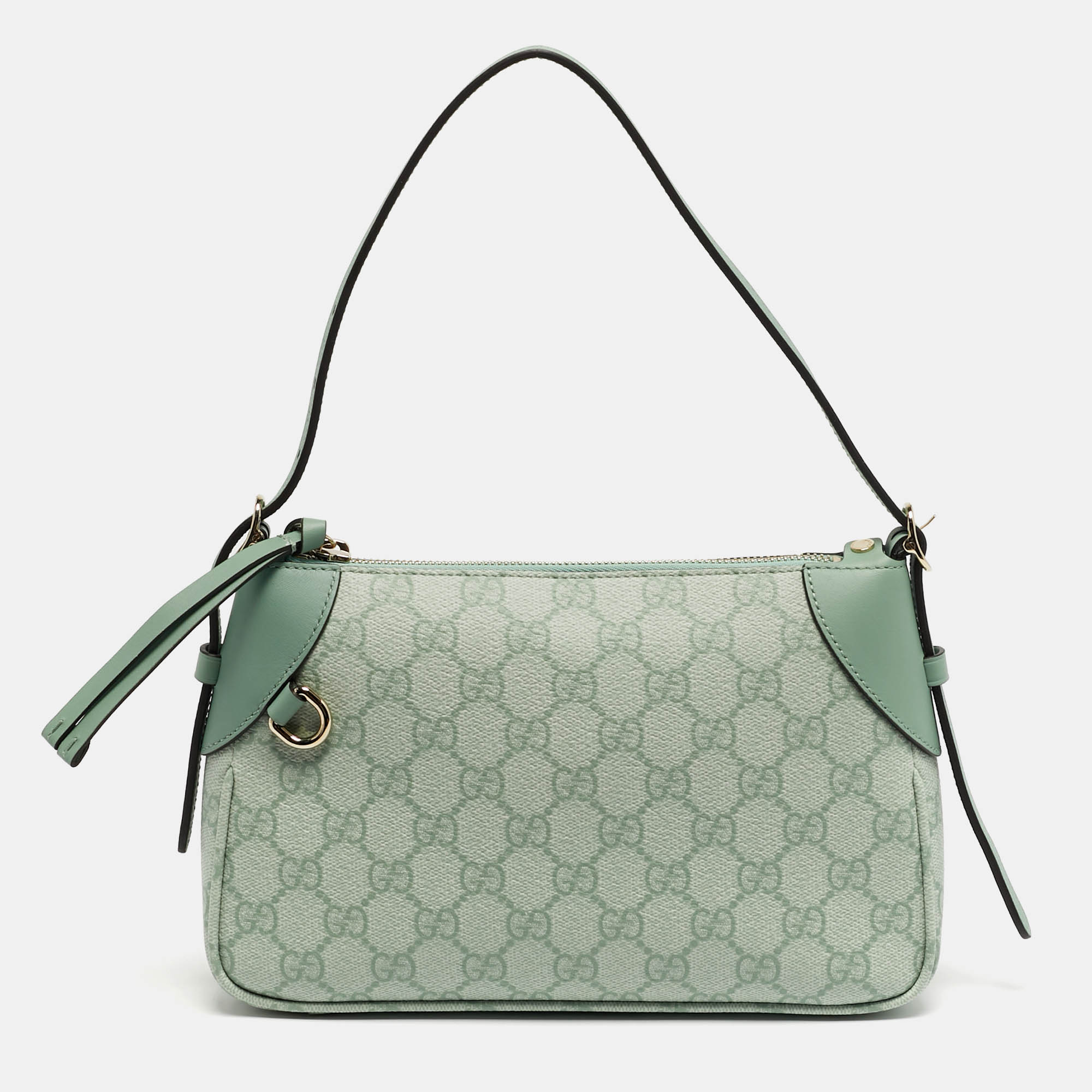 Gucci GG Emblem Small Sage Green GG Coated Fabric Shoulder Bag, Shoulder Bags - Luxury Closet