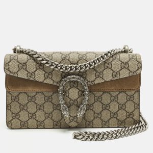 Gucci Dionysus Crystals Beige Coated Canvas and Suede Shoulder Bag, Shoulder Bags - Luxury Closet