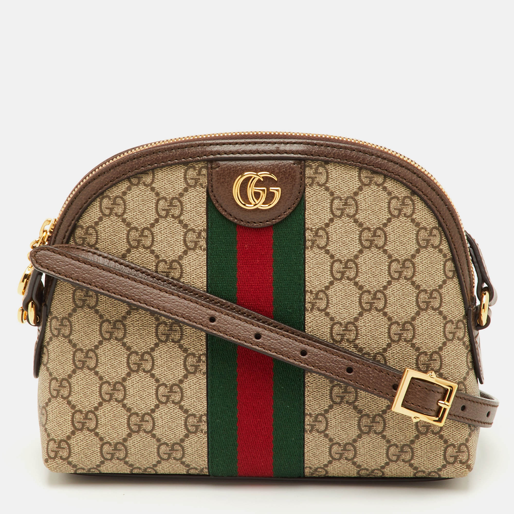 Gucci Ophidia Dome Small Beige/Brown GG Supreme Canvas and Leather Shoulder Bag, Shoulder Bags - Luxury Closet