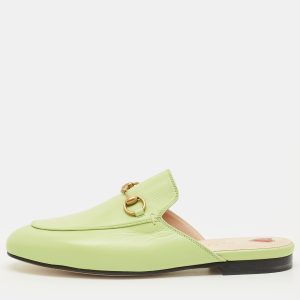 Gucci Princetown Size 37.5 Green Leather Mules, Sandals - Luxury Closet