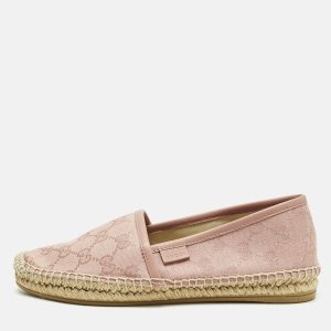 Gucci GG Size 34.5 Pink Canvas Espadrille Flats, Flats - Luxury Closet