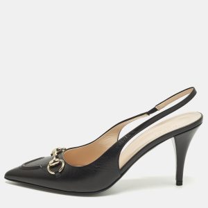 Gucci Werin Size 38 Black Leather Slingback Pumps, Pumps - Luxury Closet