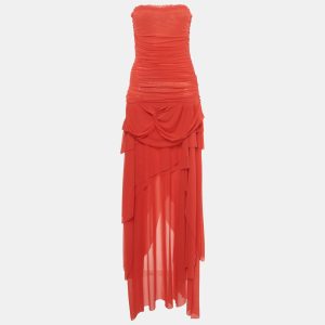 Guizio Red Mesh Strapless Lyla Twist Dress L, Dresses - Luxury Closet