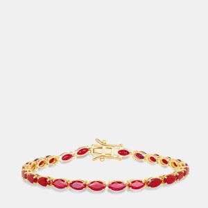 9.50 cts Ruby 14K Yellow Gold Tennis Bracelet, Bracelets - Luxury Closet
