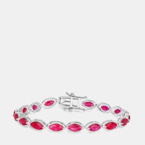 9.00 cts Ruby 14K White Gold Tennis Bracelet, Bracelets - Luxury Closet