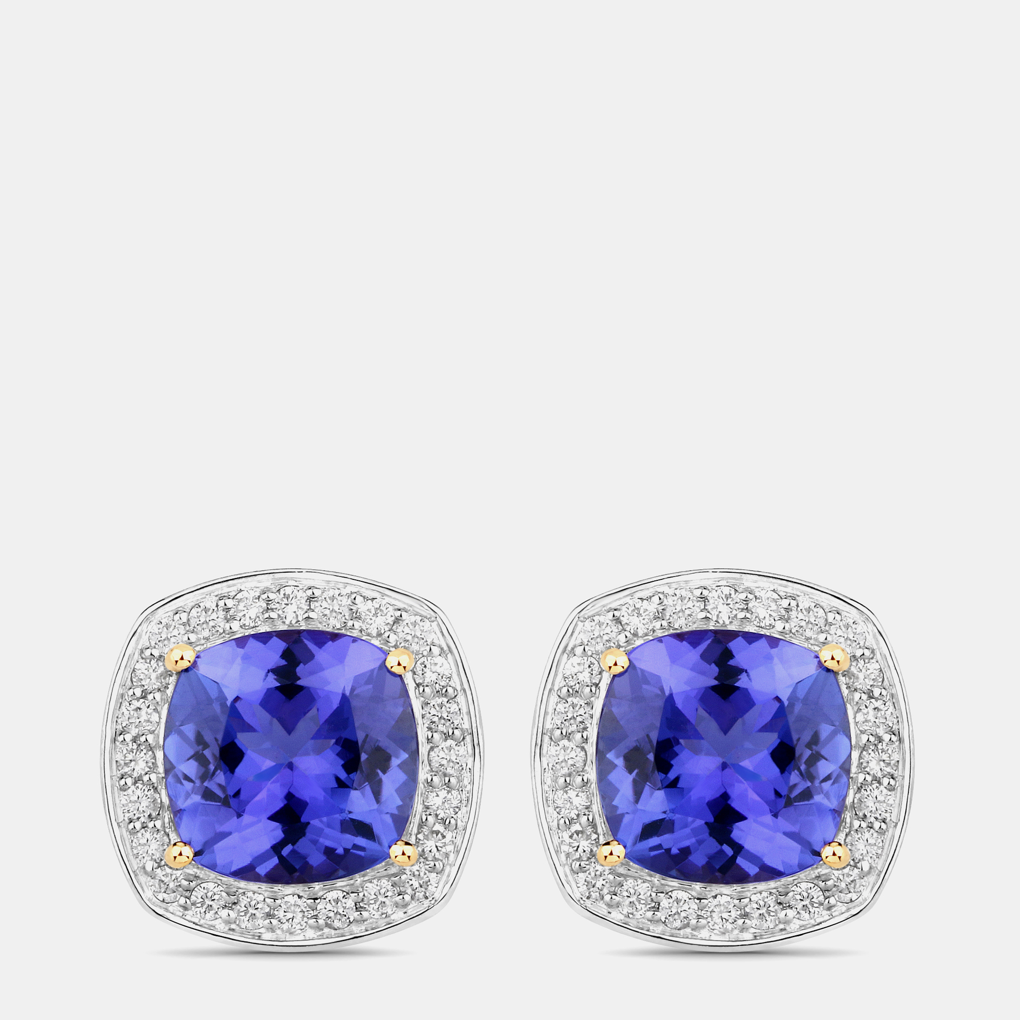 5.50 cts Tanzanite and Diamond 14K Yellow Gold Studs Earrings, Earrings - Luxury Closet