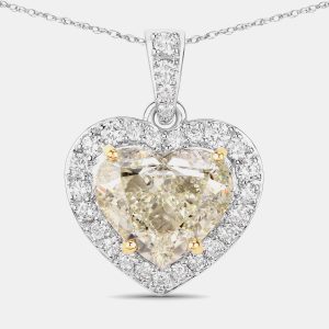4.51 cts Light Yellow Diamond and Diamond 18K White Gold Statement Pendant, Necklaces - Luxury Closet