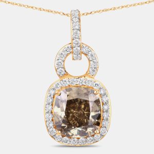 2.50 cts Brown Diamond and Diamond 18K Yellow Gold Statement Pendant, Necklaces - Luxury Closet