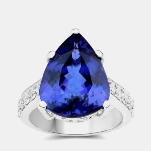 10.45 cts Tanzanite and Diamond 18K White Gold Ring US Size 8, Rings - Luxury Closet