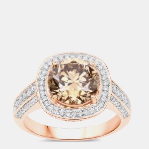 3.01 cts Brown Diamond and Diamond 18K Rose Gold Statement Ring US Size 7, Rings - Luxury Closet