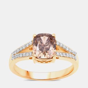 2.02 cts Brown Diamond and Diamond 18K Yellow Gold Bridge Ring US Size 7, Rings - Luxury Closet