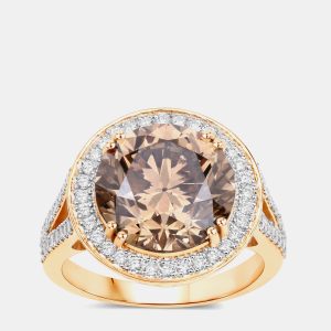 7.07 cts Brown Diamond and Diamond 18K Yellow Gold Statement Ring US Size 7, Rings - Luxury Closet