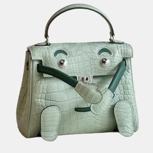 Hermes Kelly Doll Bag Mint Green Matte Crocodile Palladium Hardware, Satchels - Luxury Closet