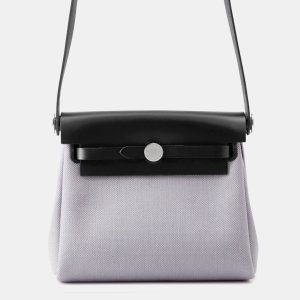 Hermes Herbag Zip Black/Gray Pantan Toile Military Vache Hunter Leather Size Mini, Tote Handbags - Luxury Closet