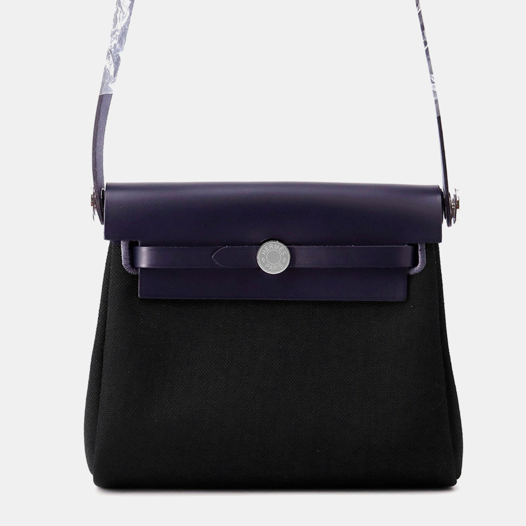 Hermes Herbag Zip Blue Indigo/Black Toile Military Vache Hunter Leather Size Mini, Tote Handbags - Luxury Closet