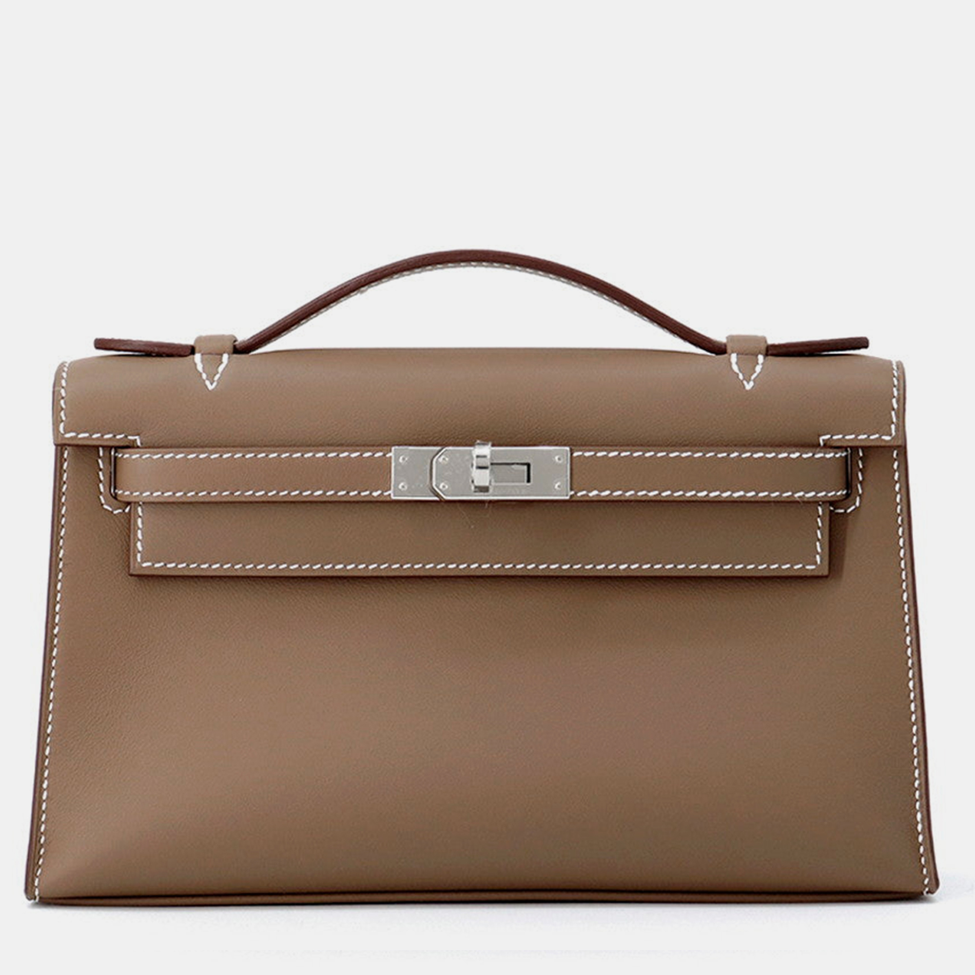 Hermes Pochette kelly Etoupe Swift Leather, Satchels - Luxury Closet
