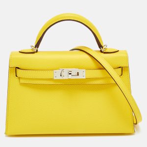 Herm&egrave;s Kelly II Sellier 20 Palladium Finish Jaune de Naples Leather Bag, Satchels - Luxury Closet