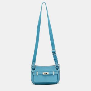 Hermes Jypsiere Mini Palladium Finish Bleu Jean Evercolor Leather Shoulder Bag, Shoulder Bags - Luxury Closet