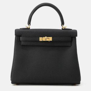 Hermes Kelly Retourne Size 25 Black Togo Leather Bag, Satchels - Luxury Closet