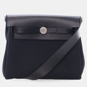 Hermes Noir Military Toile Mini Herbag Zip 20, Tote Handbags - Luxury Closet