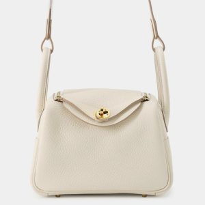 Hermes Lindy Craie Taurillon Clemence Size Mini, Tote Handbags - Luxury Closet