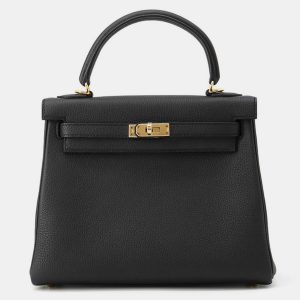 Hermes Kelly Retourne Sewing Black Togo Leather Size 25, Satchels - Luxury Closet