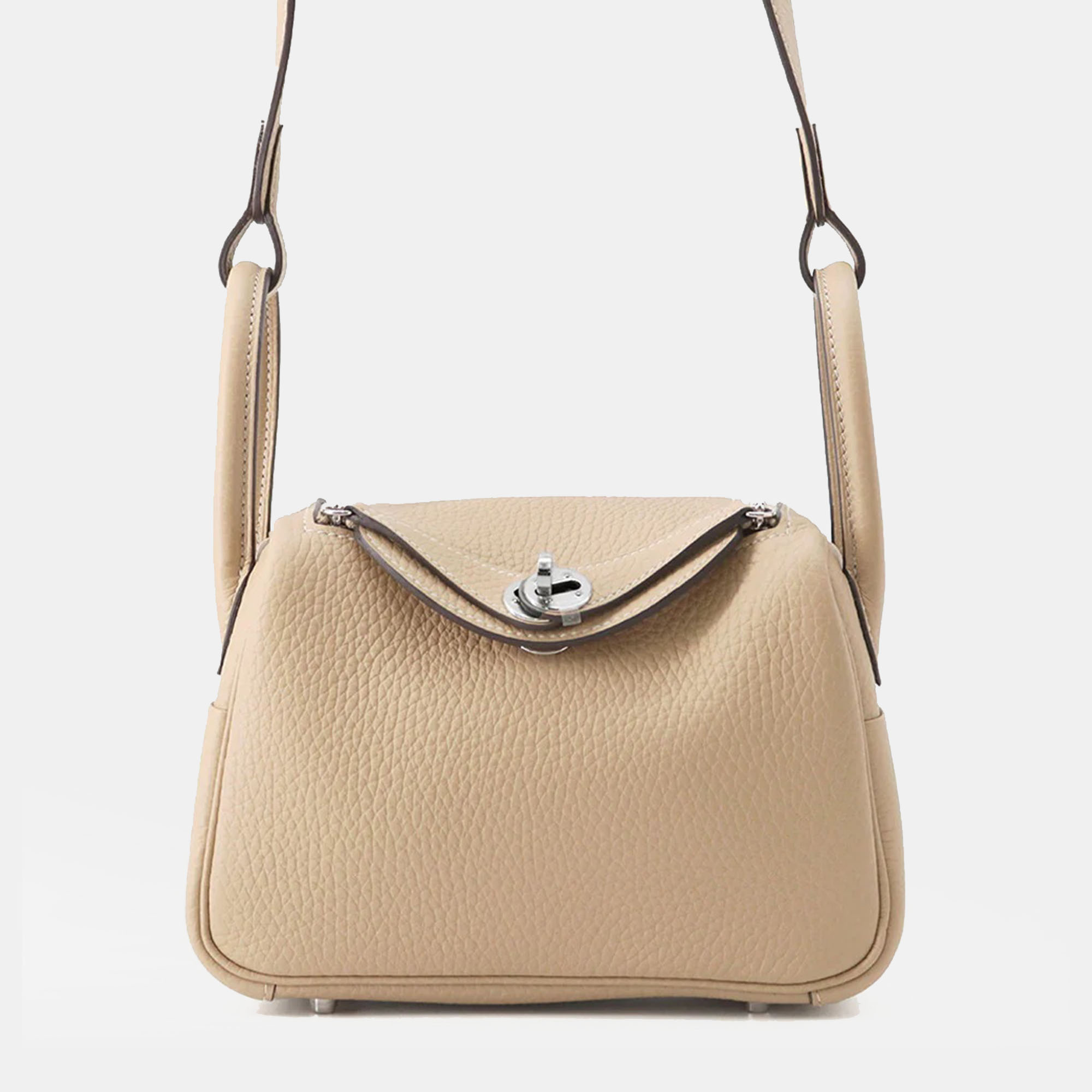 Hermes Lindy Verso Trench/Etoupe Taurillon Clemence Size Mini, Tote Handbags - Luxury Closet