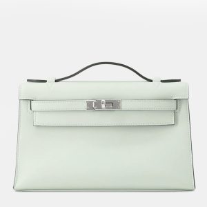 Hermes Pochettekelly Vertpeppermint Swift Leather, Clutches & Special Occasion Bags - Luxury Closet