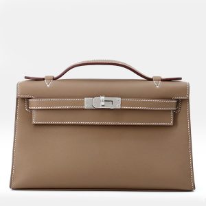 Hermes Pochettekelly Etoupe Swift Leather, Clutches & Special Occasion Bags - Luxury Closet