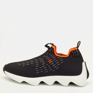 Herm&egrave;s Eclair Size 40.5 Black Technical Knit Fabric Slip On Sneakers, Athletic Shoes & Sneakers - Luxury Closet