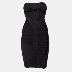 Herve Leger Black Bandage Knit Strapless Kabele Dress S, Dresses - Luxury Closet