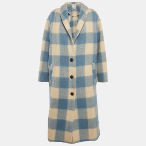 Isabel Marant Etoile Blue/Pink Plaid Felt Klelayo Coat S, Coats & Jackets - Luxury Closet