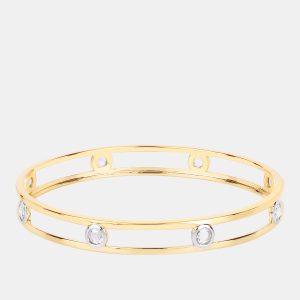 1.56 cts Diamond 14K Yellow Gold Station Bangle, Bracelets - Luxury Closet