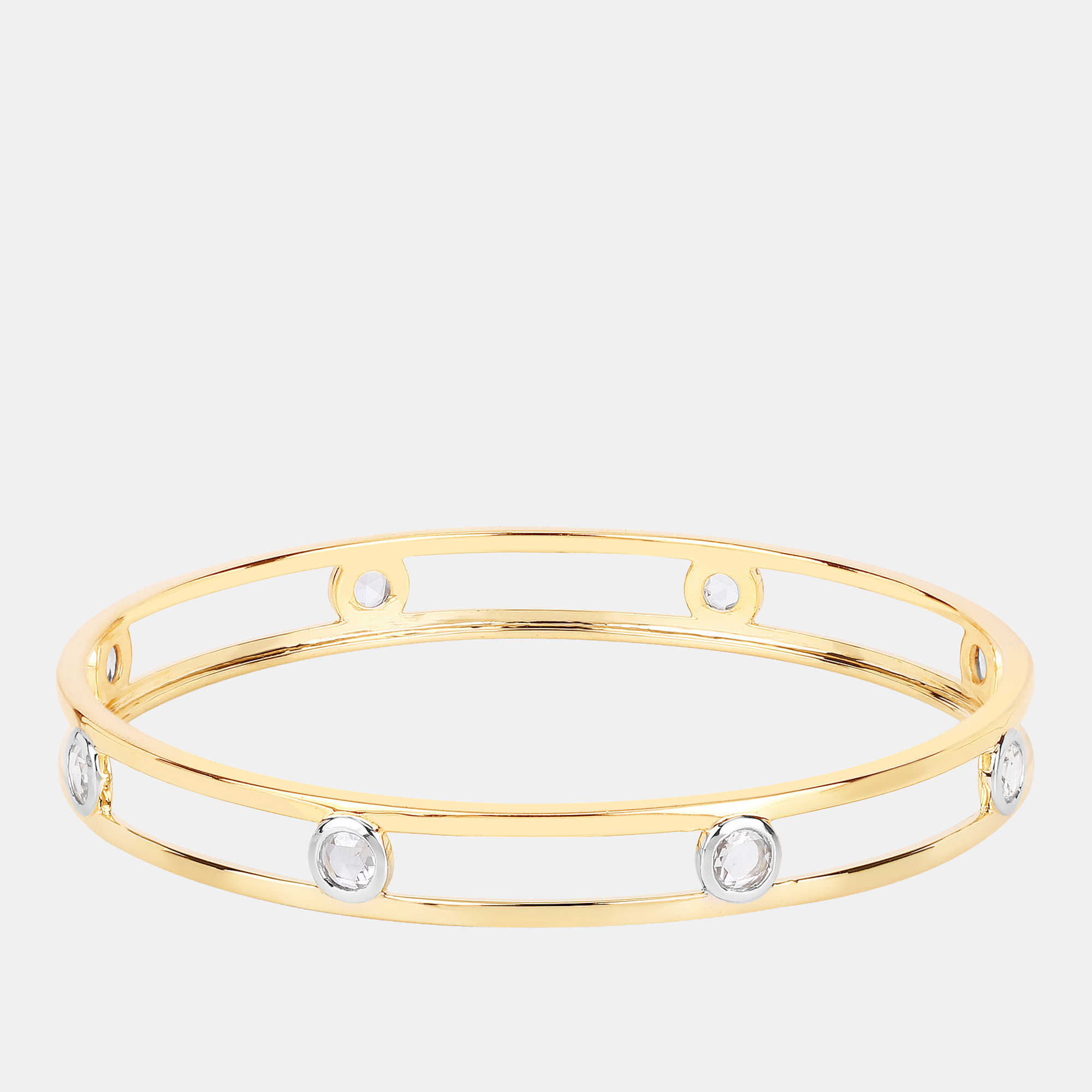 1.56 cts Diamond 14K Yellow Gold Station Bangle, Bracelets - Luxury Closet