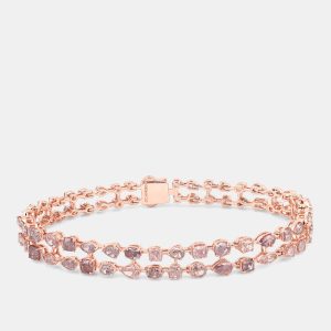 7.26 cts Pink Diamond 18K Rose Gold Tennis Bracelet, Bracelets - Luxury Closet
