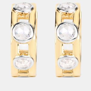 0.69 cts Diamond 14K Yellow Gold Hoop Earrings, Earrings - Luxury Closet