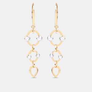 1.02 cts Diamond 14K Yellow Gold Dangle Earrings, Earrings - Luxury Closet