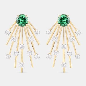 2.35 cts Tsavorite and Diamond 14K Yellow Gold Sunburst Earrings, Earrings - Luxury Closet