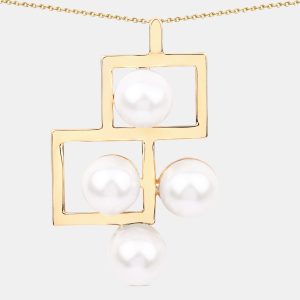 13.65 cts Pearl 14K Yellow Gold Geometric Pendant, Necklaces - Luxury Closet