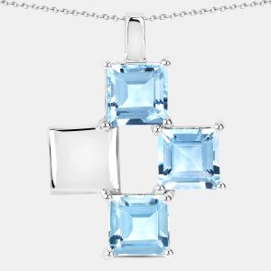 2.75 cts Aquamarine 14K White Gold Quad Pendant, Necklaces - Luxury Closet