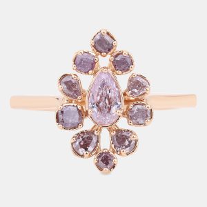 0.89 cts Pink Diamond and White Diamond 18K Rose Gold Bridal Ring US Size 7, Rings - Luxury Closet