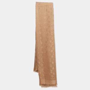 Louis Vuitton Cappuccino Silk Classic Monogram Shawl, Scarves & Shawls - Luxury Closet