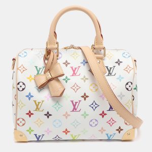 Louis Vuitton x Takashi Murakami Speedy Bandouliere 25 White Monogram Multicolore Bag, Satchels - Luxury Closet